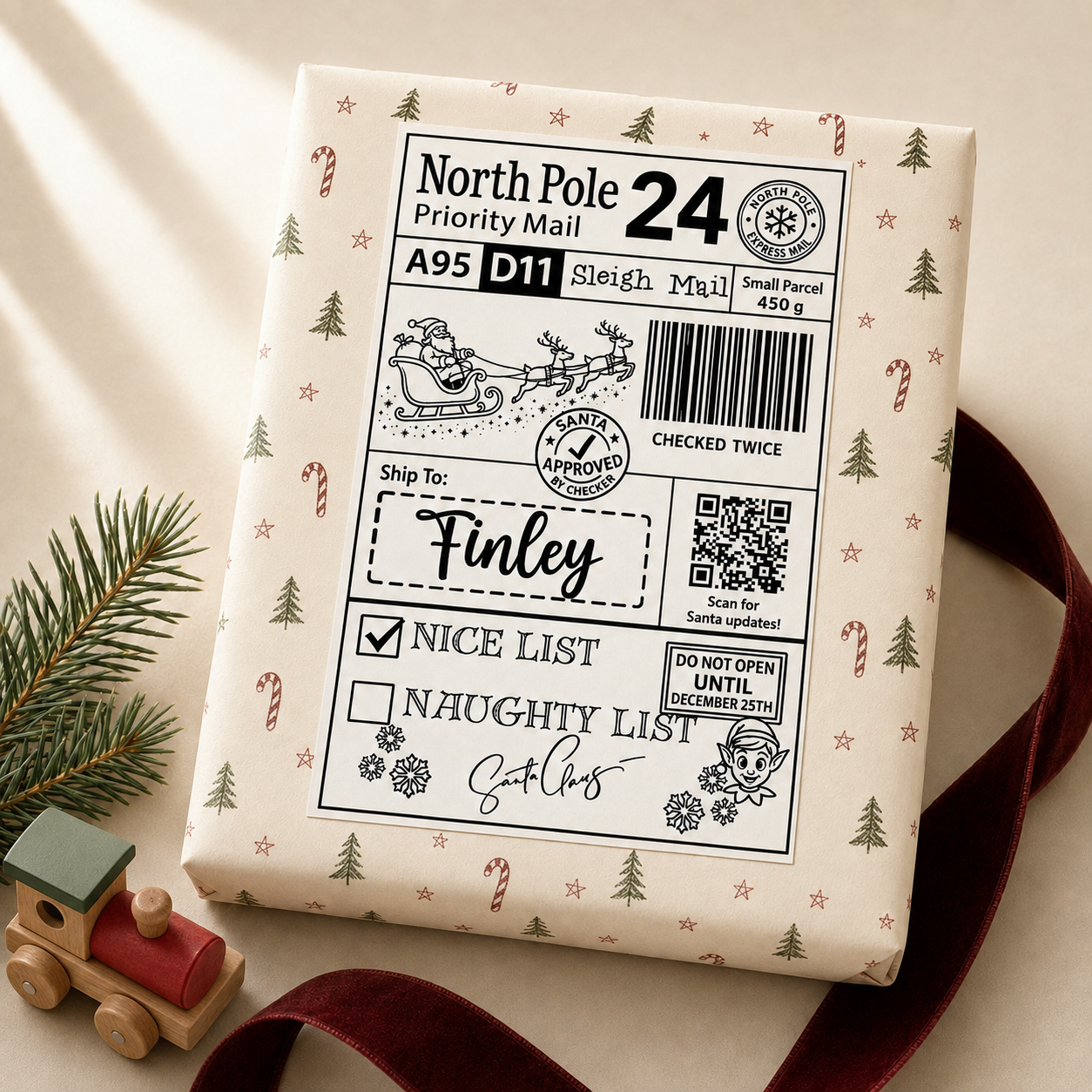 Personalised Christmas Post Labels From Santa - Pack of 10