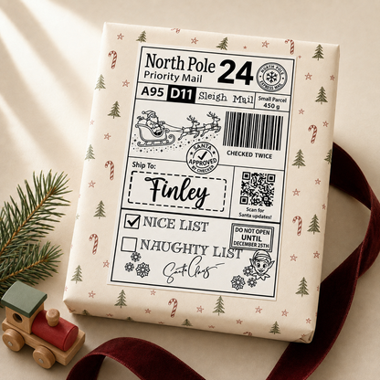 Personalised Christmas Post Labels From Santa - Pack of 10