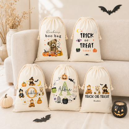 Purple Initial Cat Witch Personalised Boo Bag