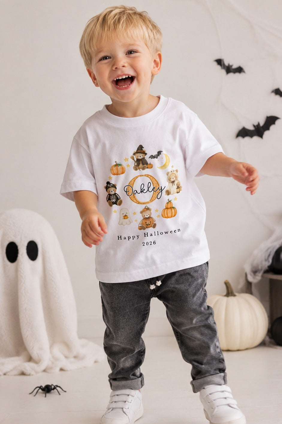 Halloween Teddy Bear Wreath Personalised T Shirt or Sweatshirt