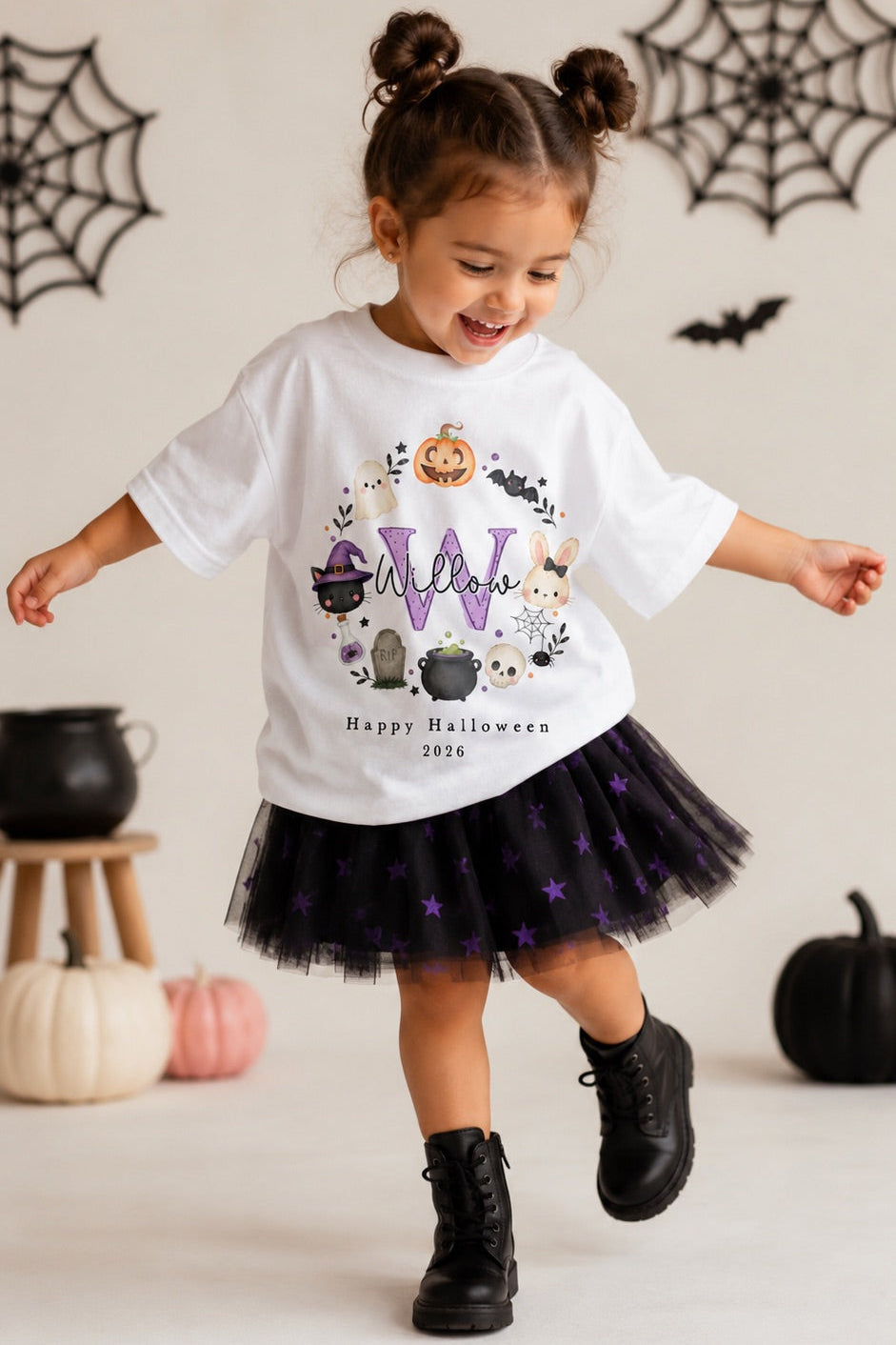 Halloween Witch/Frankenstein Wreath Personalised T Shirt or Sweatshirt