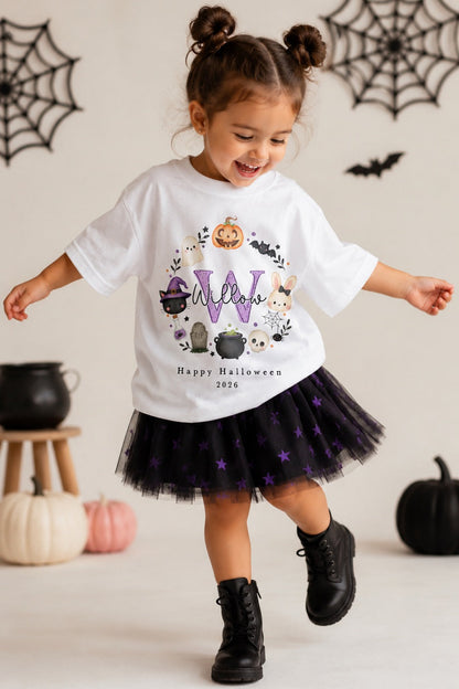 Halloween Witch/Frankenstein Wreath Personalised T Shirt or Sweatshirt