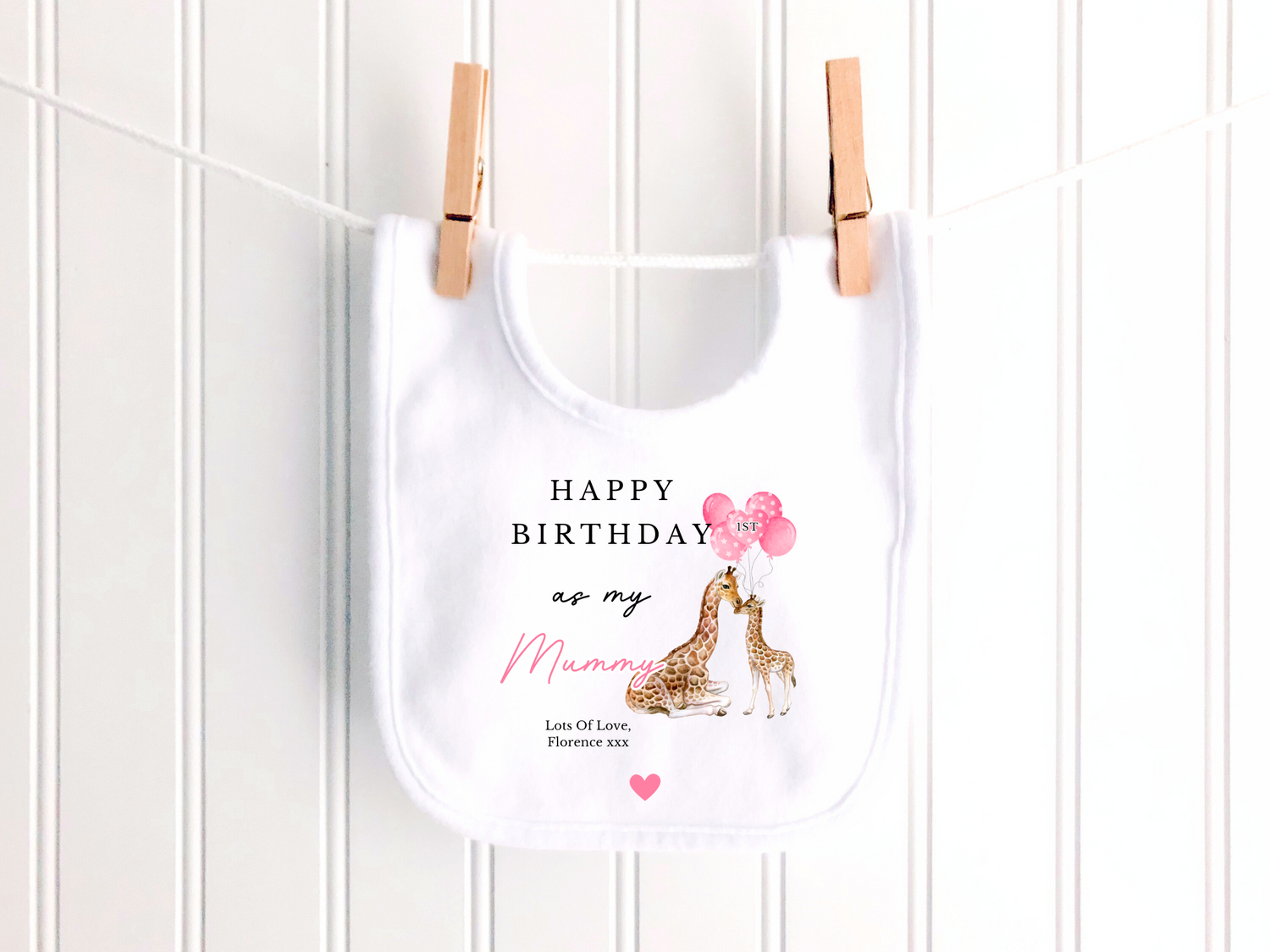 1st Birthday As My Mummy Giraffe Personalised Sleepsuit/Babygrow