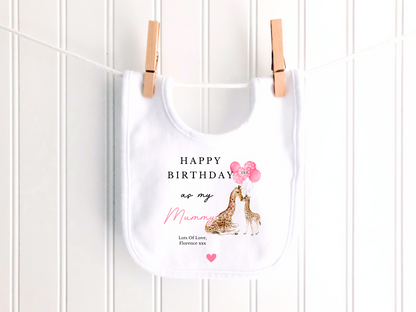 1st Birthday As My Mummy Giraffe Personalised Sleepsuit/Babygrow