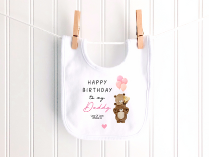 Happy Birthday Daddy No 1 Daddy Bear Personalised Sleepsuit/Babygrow