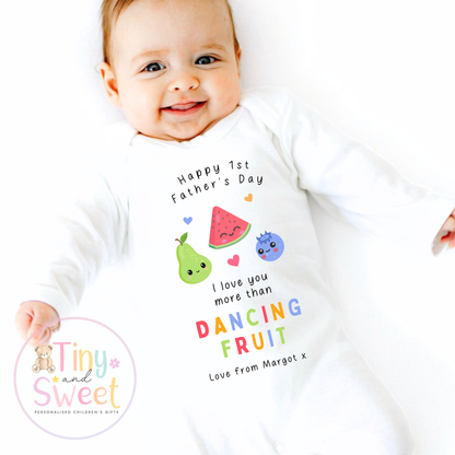 Fathers Day Dancing Fruit Personalised Sleepsuit