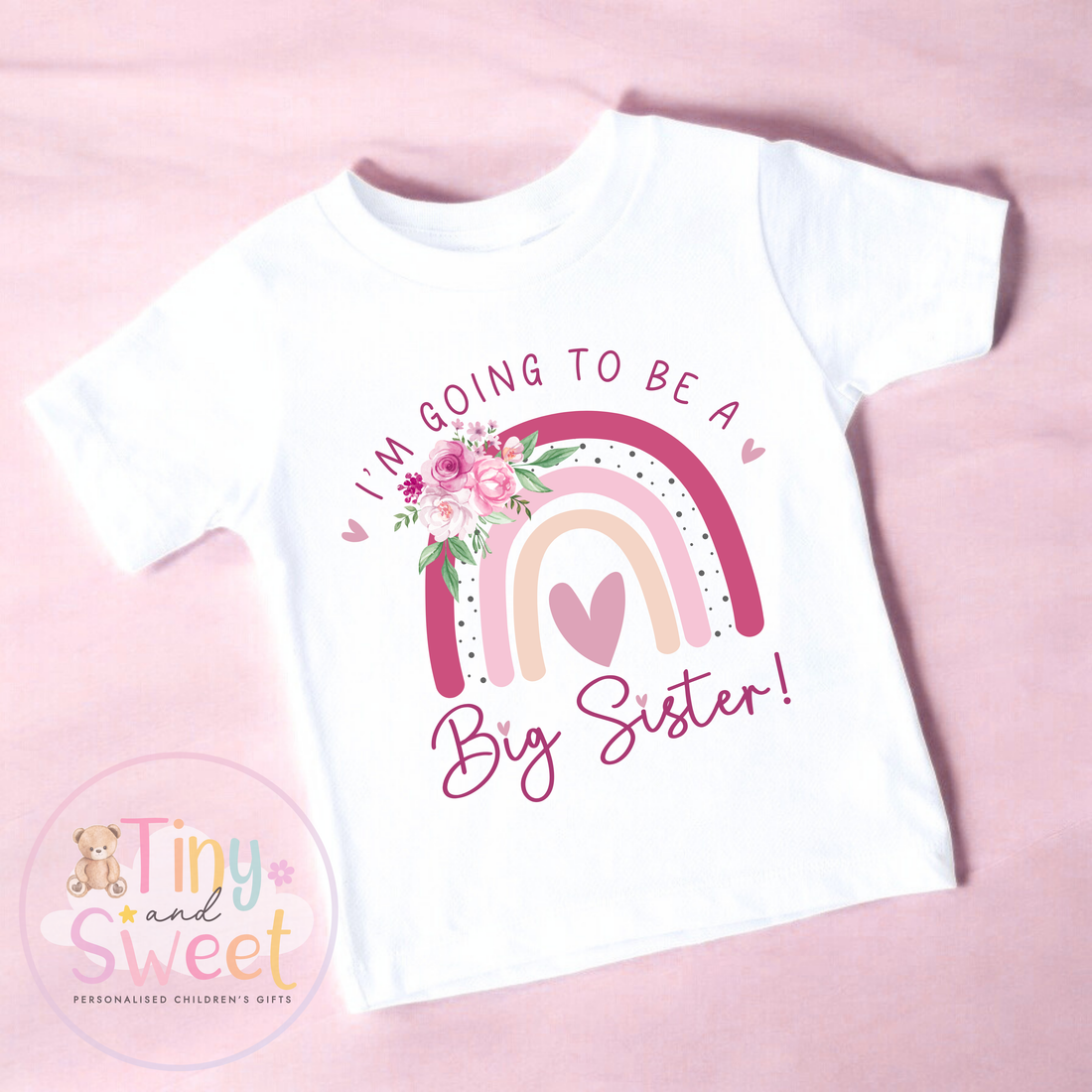 Big Sister Floral Rainbow T Shirt