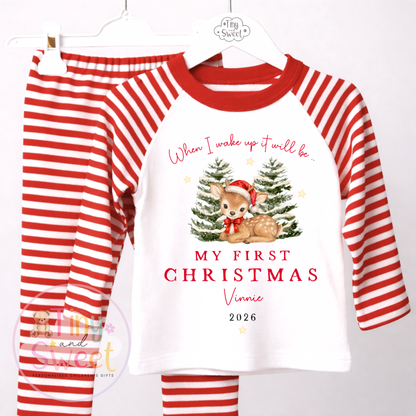 Personalised When I Wake Up First Christmas Deer Red Pyjamas