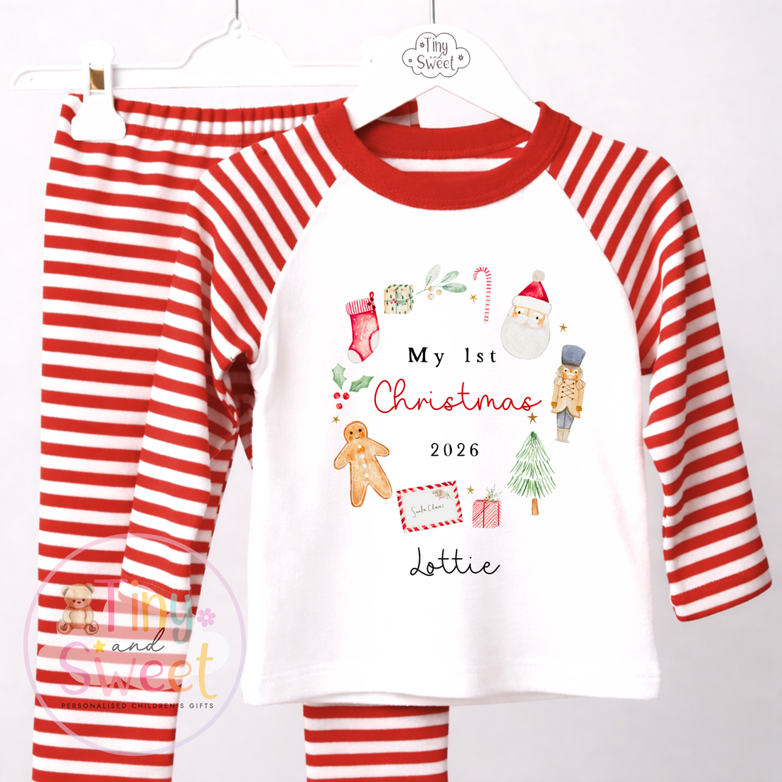 Personalised First Christmas Wreath Red Pyjamas
