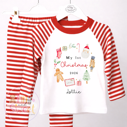 Personalised First Christmas Wreath Red Pyjamas