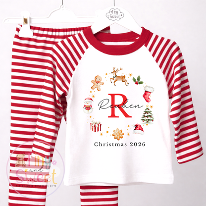 Personalised Christmas Wreath Red Pyjamas