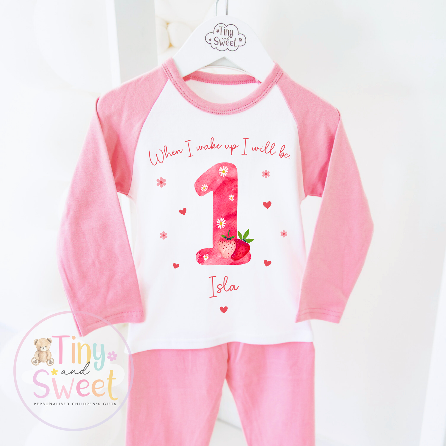 Personalised Birthday Pyjamas - Pink &amp; Strawberries
