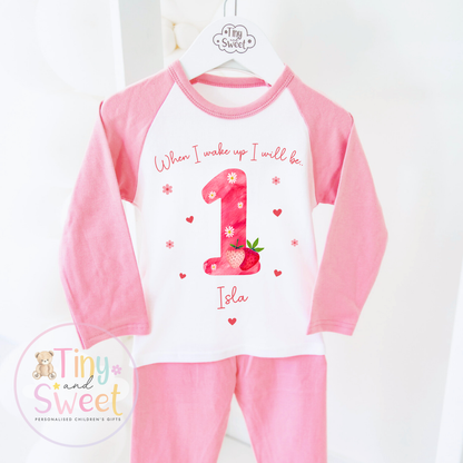 Personalised Birthday Pyjamas - Pink &amp; Strawberries