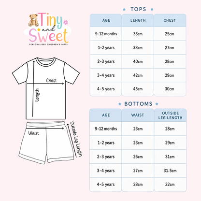 Blue Hot Air Balloon Personalised Short &amp; T Shirt Pyjama Set (Any Age)