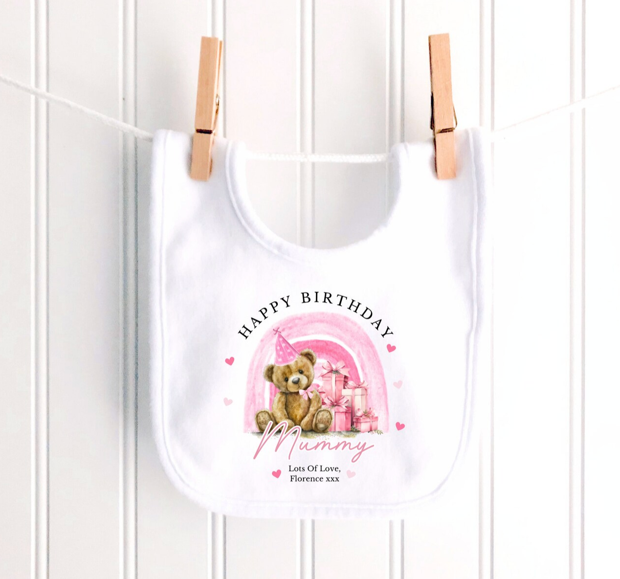 1st Birthday As My Mummy Teddy Bear Rainbow Personalised Sleepsuit/Babygrow