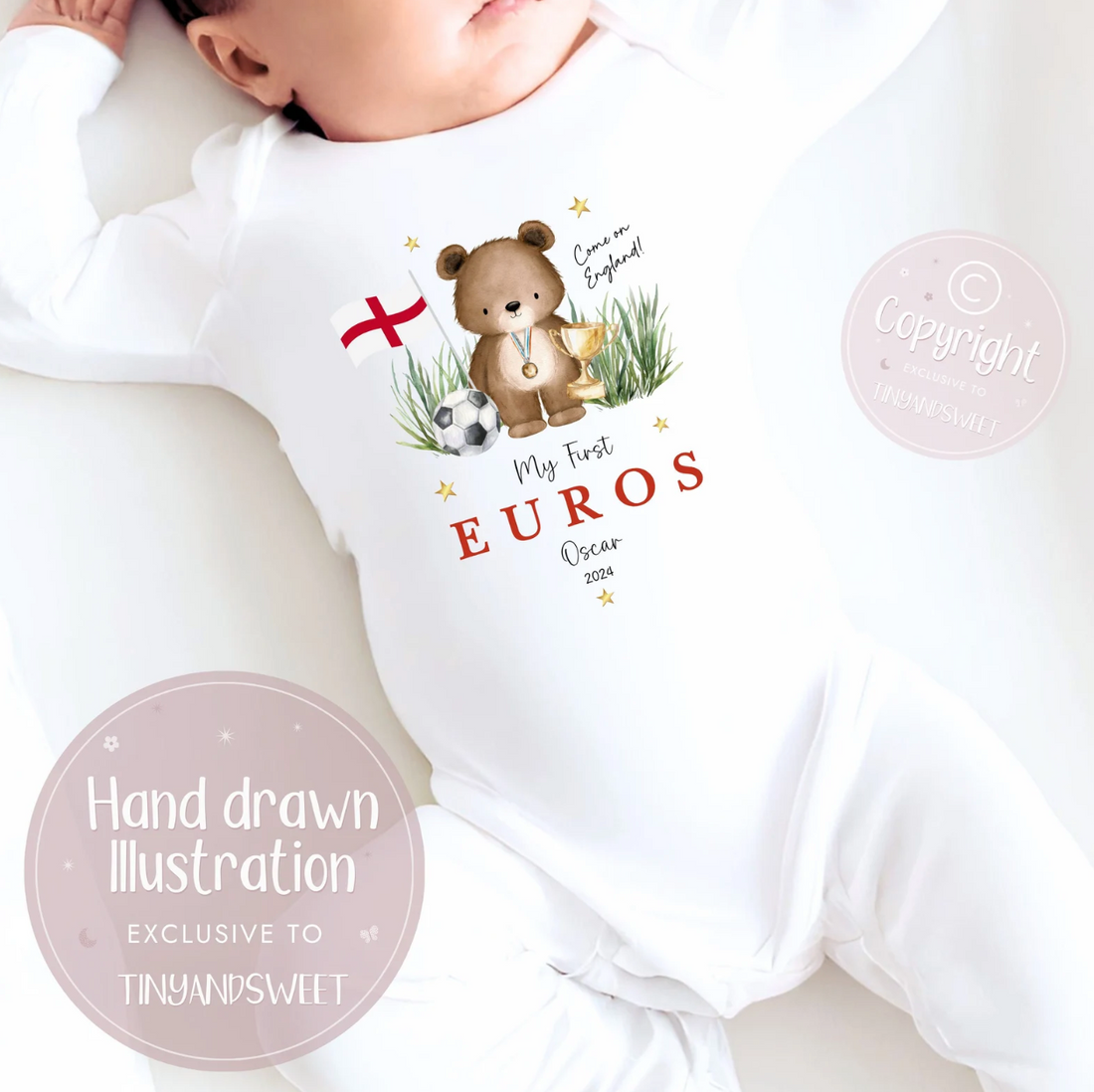 My First Euros Personalised Bear Sleepsuit/Vest