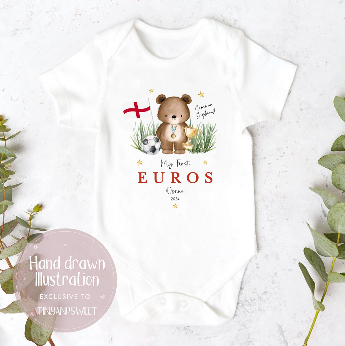 My First Euros Personalised Bear Sleepsuit/Vest