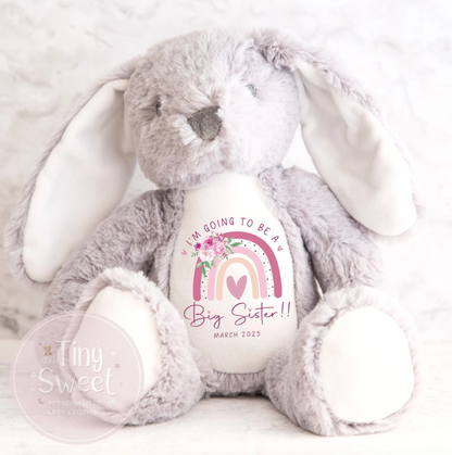 Personalised Rainbow Big Sister Bunny Soft Toy