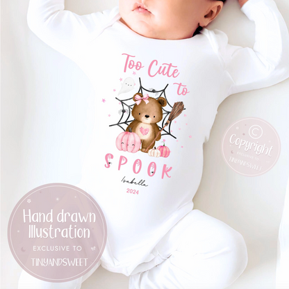 To Cute To Spook Halloween Personalised Sleepsuit