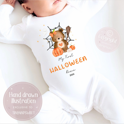 Halloween Bear Personalised Sleepsuit