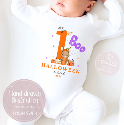 Purple Boo Bunny Personalised Sleepsuit