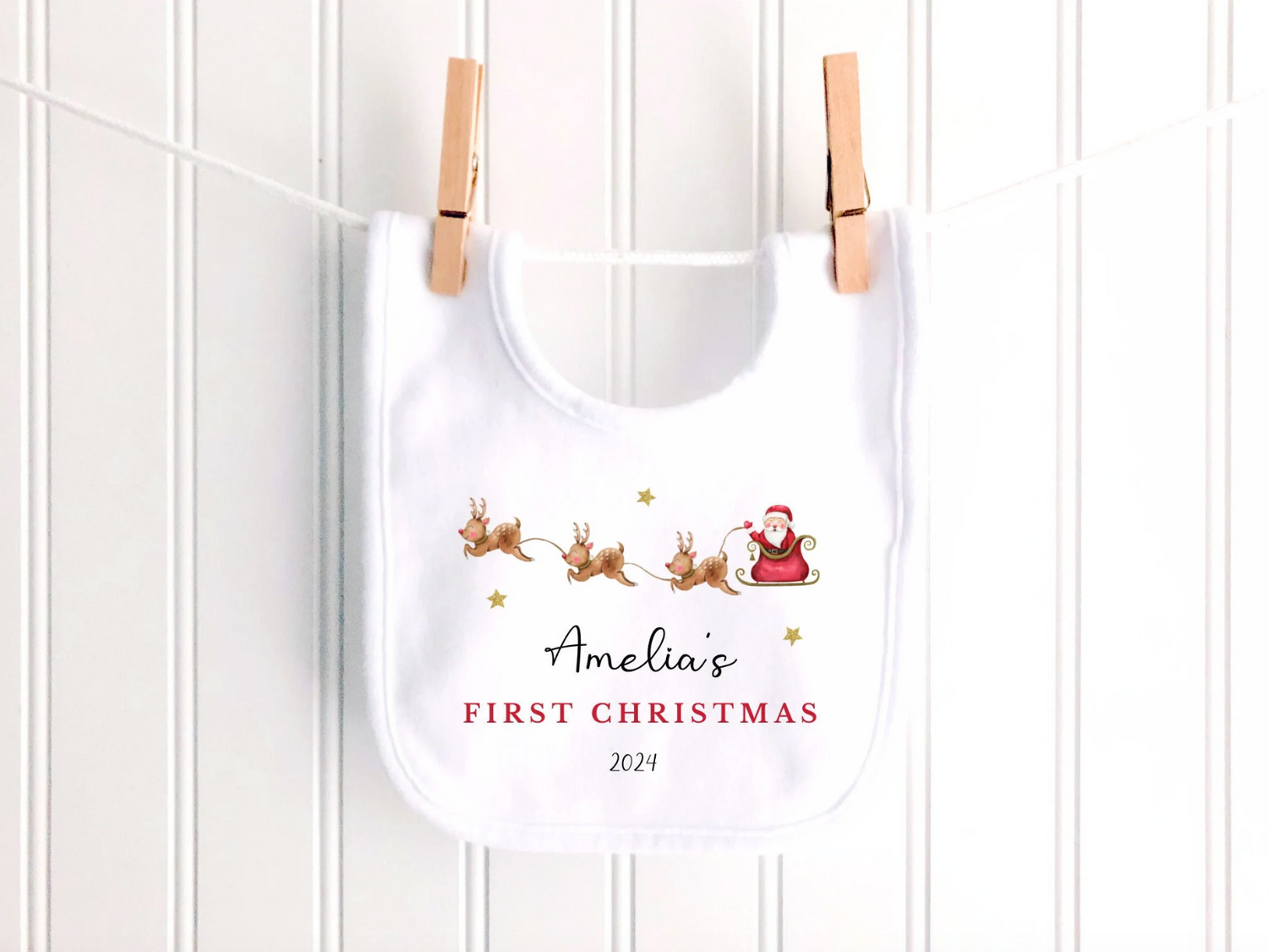 Personalised Sleigh Christmas Bib