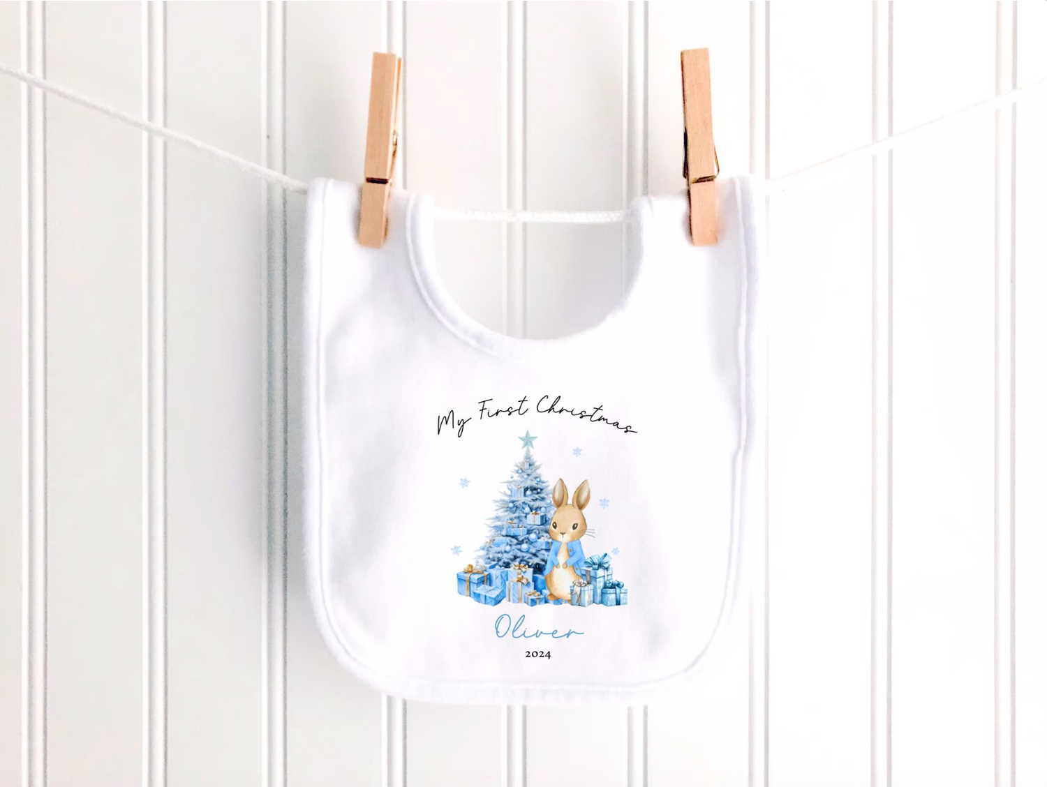 Personalised Bunny First Christmas Sleepsuit