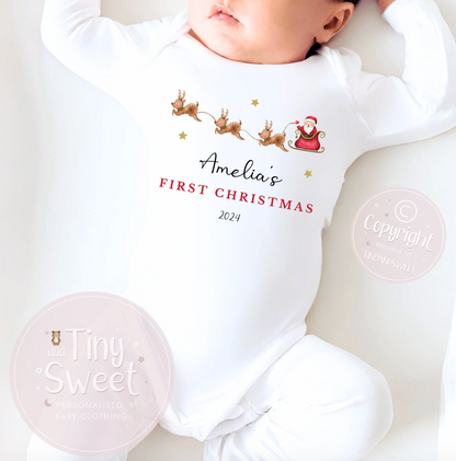Personalised Santa Sleigh Sleepsuit