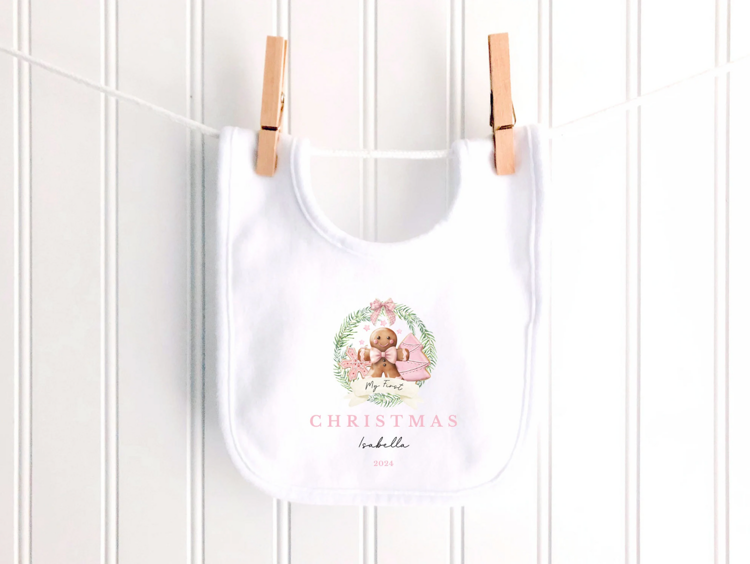 Personalised Gingerbread Wreath Sleepsuit