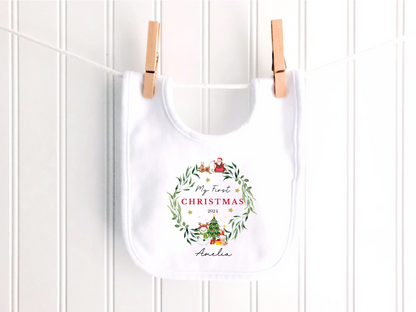 Personalised Classic Christmas Wreath Sleepsuit