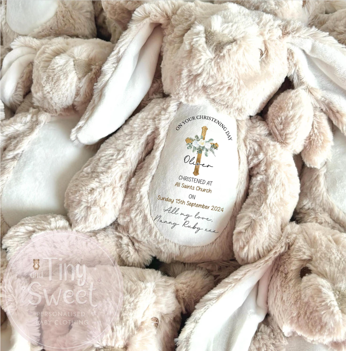 Personalised Christening Bunny Soft Toy