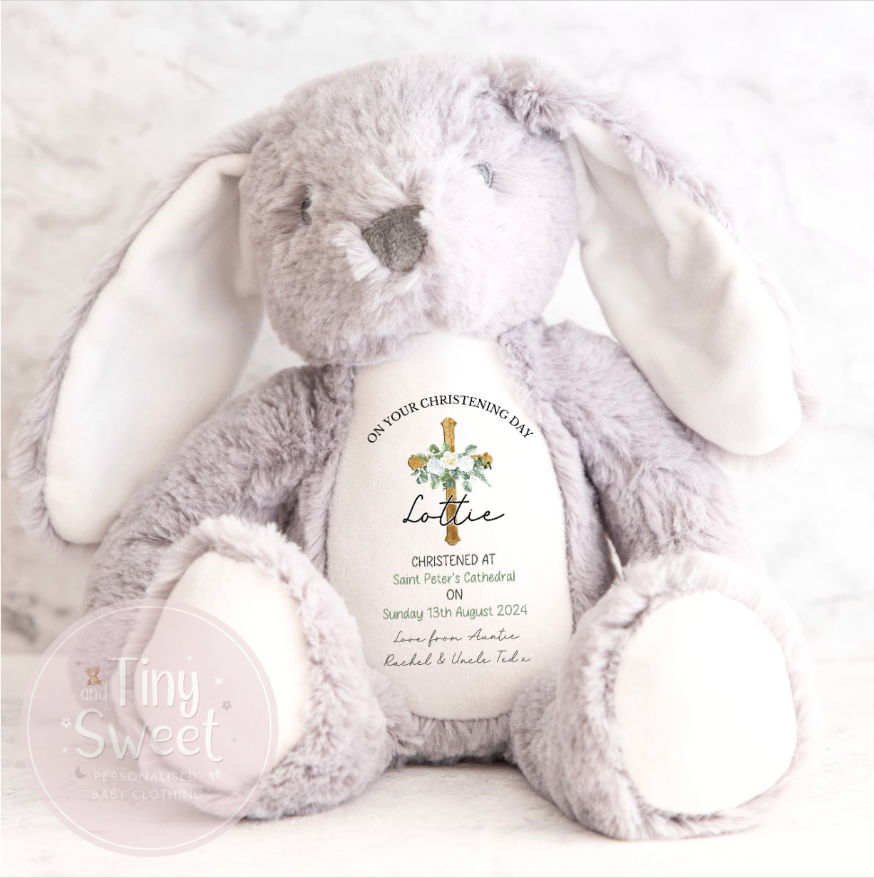 Personalised Christening Bunny Soft Toy