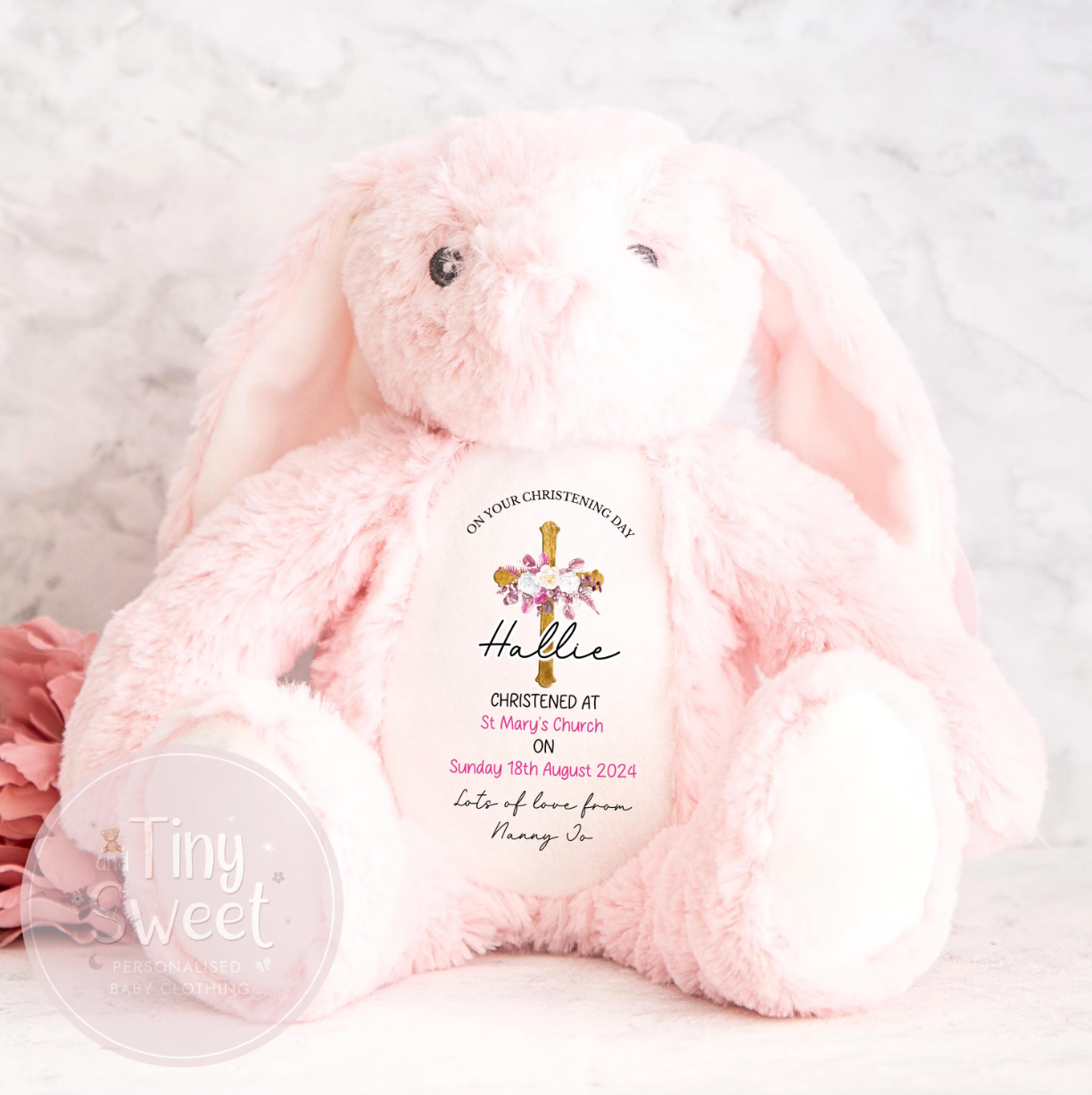 Personalised Christening Bunny Soft Toy