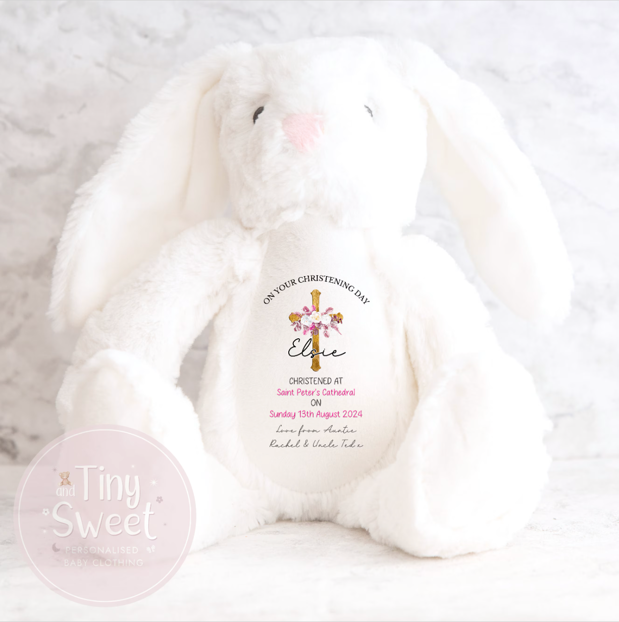 Personalised Christening Bunny Soft Toy