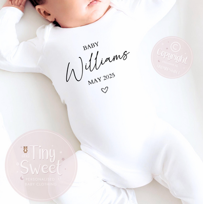 Name Announcement Personalised Sleepsuit/Babygrow