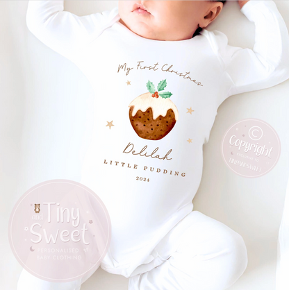 Personalised Christmas Pudding Sleepsuit