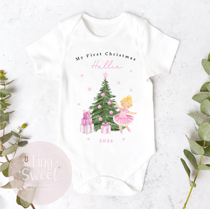 Personalised Christmas Ballerina Sleepsuit
