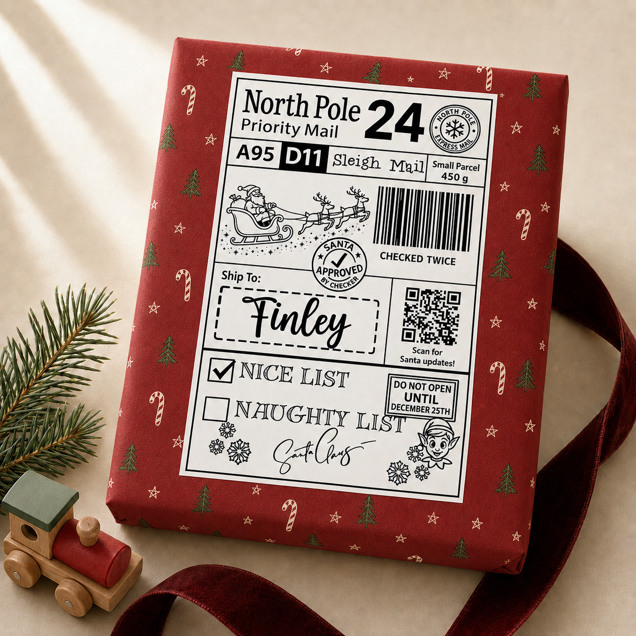 Personalised Christmas Post Labels From Santa - Pack of 10