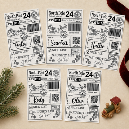 Personalised Christmas Post Labels From Santa - Pack of 10
