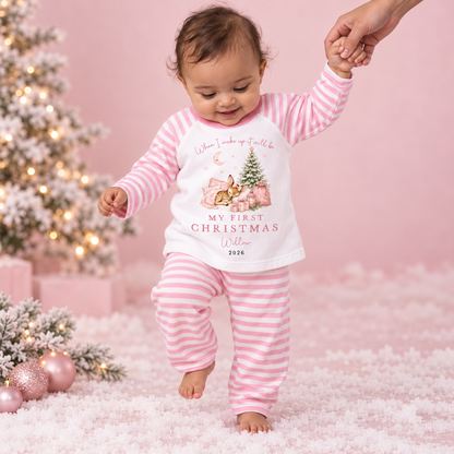 Personalised Sleeping Deer Christmas Pink or Blue Pyjamas
