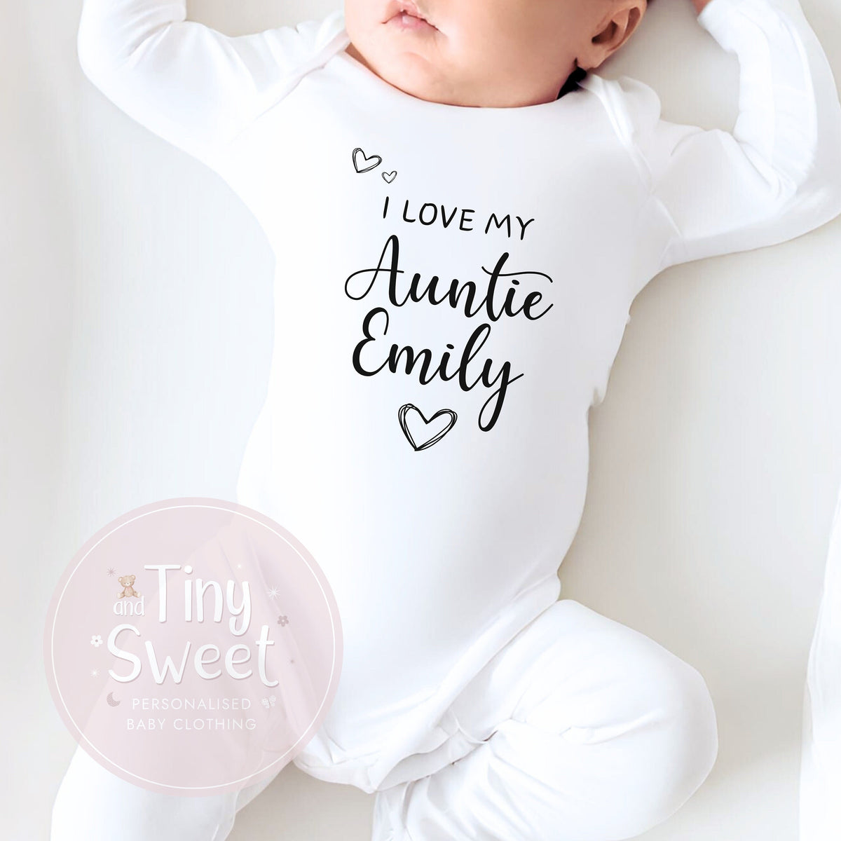 Personalised Baby Grow Vest, I Love my Auntie Uncle, Nanny Vest, Pregnancy Announcement, Baby Surname, New Baby, Due Date Reveal, Baby Gift