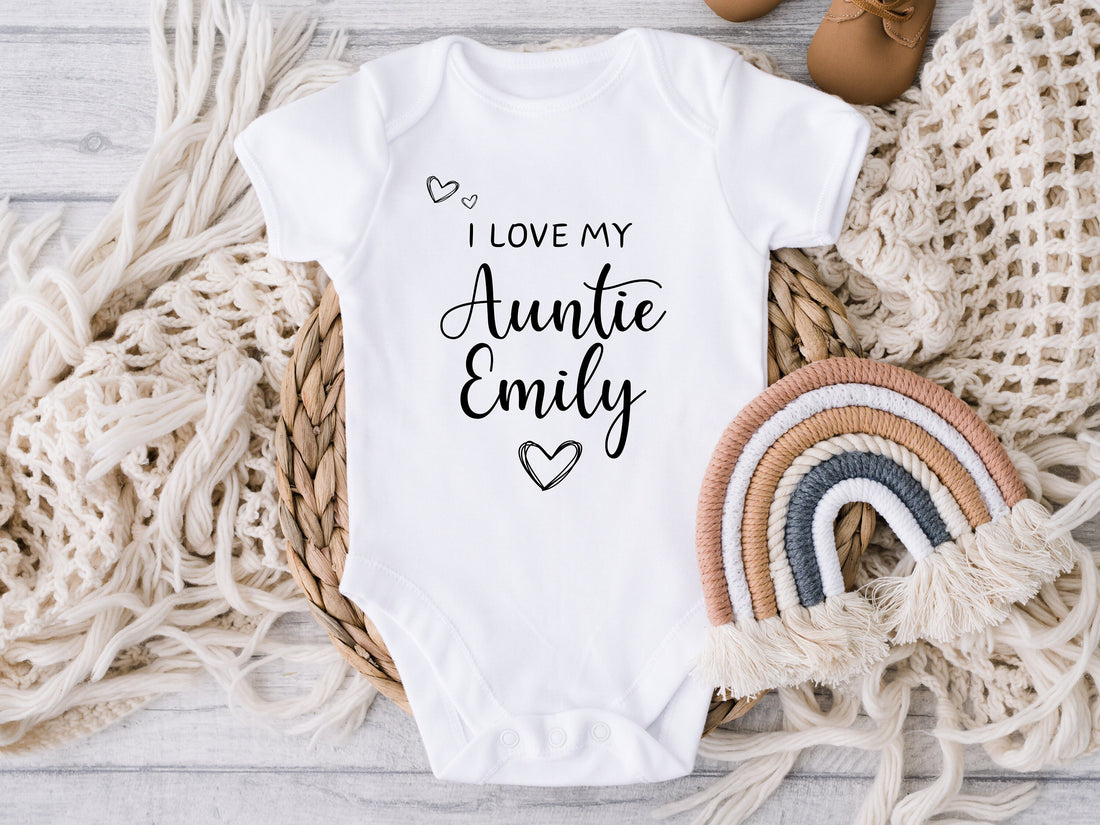Personalised Baby Grow Vest, I Love my Auntie Uncle, Nanny Vest, Pregnancy Announcement, Baby Surname, New Baby, Due Date Reveal, Baby Gift