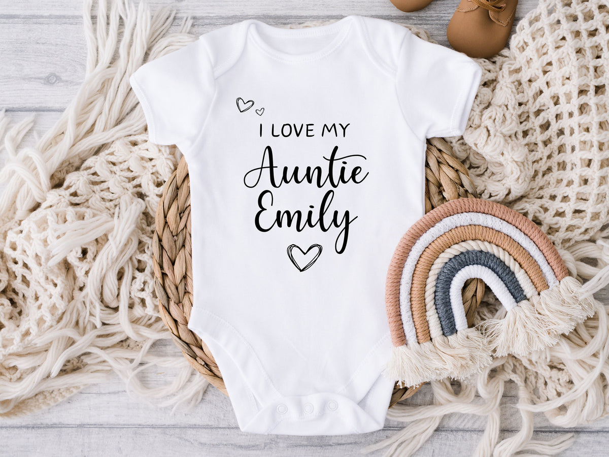 Personalised Baby Grow Vest, I Love my Auntie Uncle, Nanny Vest, Pregnancy Announcement, Baby Surname, New Baby, Due Date Reveal, Baby Gift