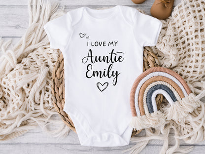 Personalised Baby Grow Vest, I Love my Auntie Uncle, Nanny Vest, Pregnancy Announcement, Baby Surname, New Baby, Due Date Reveal, Baby Gift