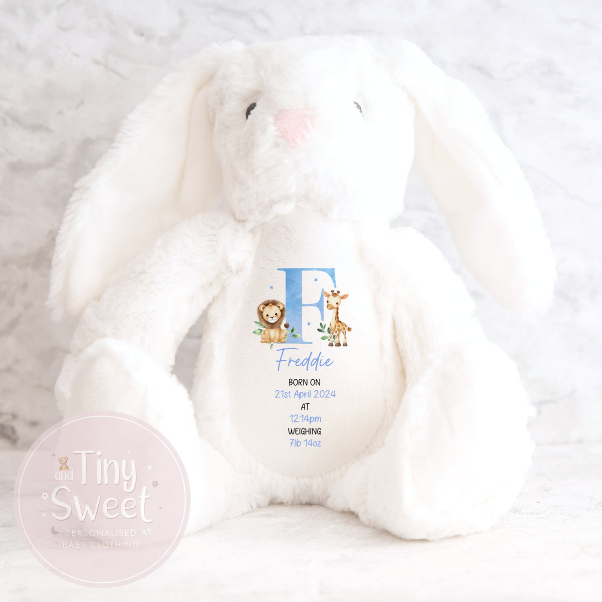 Personalised New Baby soft Toy, New Birth Gift, New baby gift, Newborn Gift, Baby Keepsake, Baby shower gift, Birth stats, Teddy, Bunny