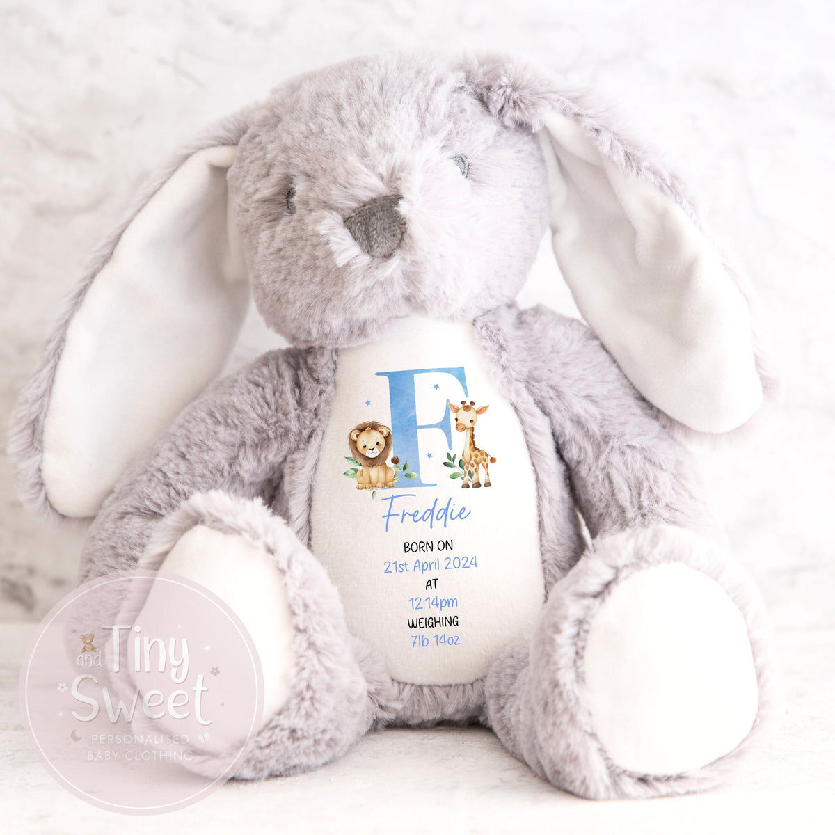 Personalised New Baby soft Toy, New Birth Gift, New baby gift, Newborn Gift, Baby Keepsake, Baby shower gift, Birth stats, Teddy, Bunny
