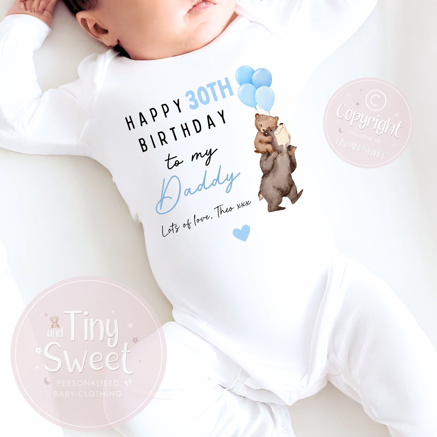 Happy 30th Birthday Daddy, 30th Birthday, My Daddy, New Dad Gift, 30th Dad Birthday, Daddy Birthday, Sleepsuit Babygrow Bodysuit Dad