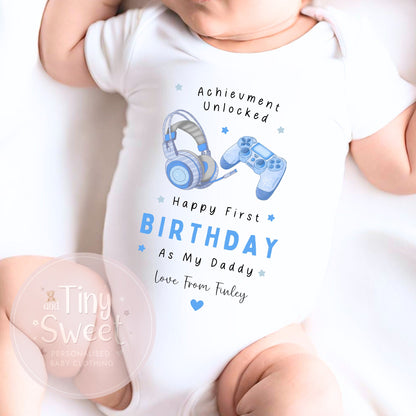 Happy Birthday Daddy, 1st Birthday as My Daddy, Gaming Dad, New Dad Gift, Dad Birthday, Daddy Birthday, Sleepsuit Babygrow Bodysuit Dad