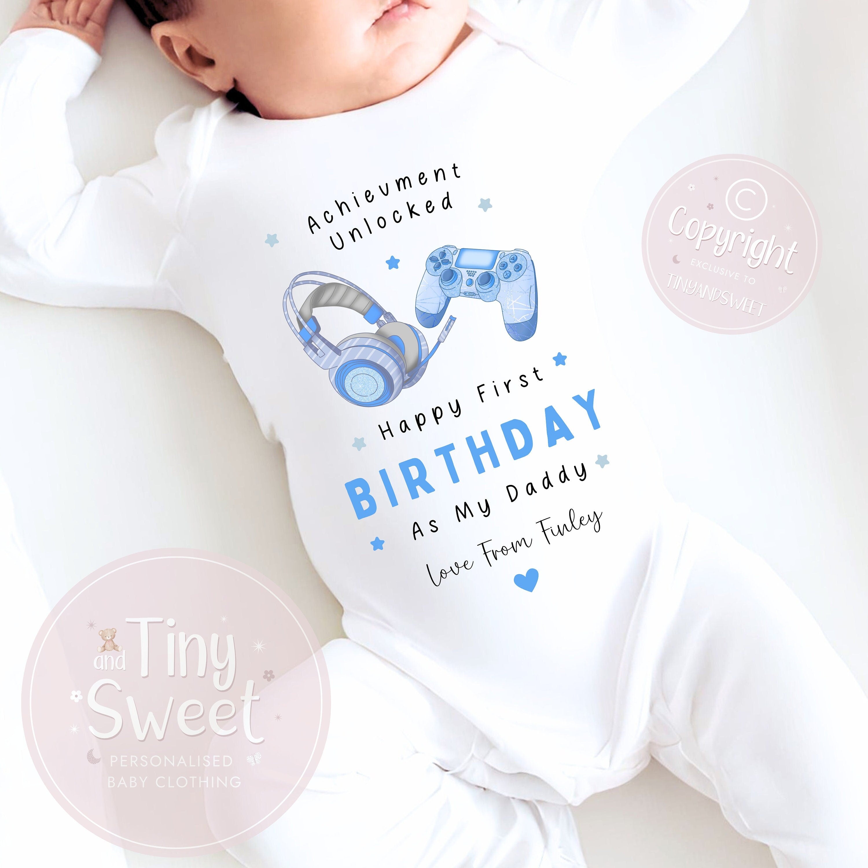 Happy Birthday Daddy, 1st Birthday as My Daddy, Gaming Dad, New Dad Gift, Dad Birthday, Daddy Birthday, Sleepsuit Babygrow Bodysuit Dad
