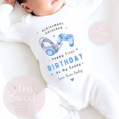 Happy Birthday Daddy, 1st Birthday as My Daddy, Gaming Dad, New Dad Gift, Dad Birthday, Daddy Birthday, Sleepsuit Babygrow Bodysuit Dad